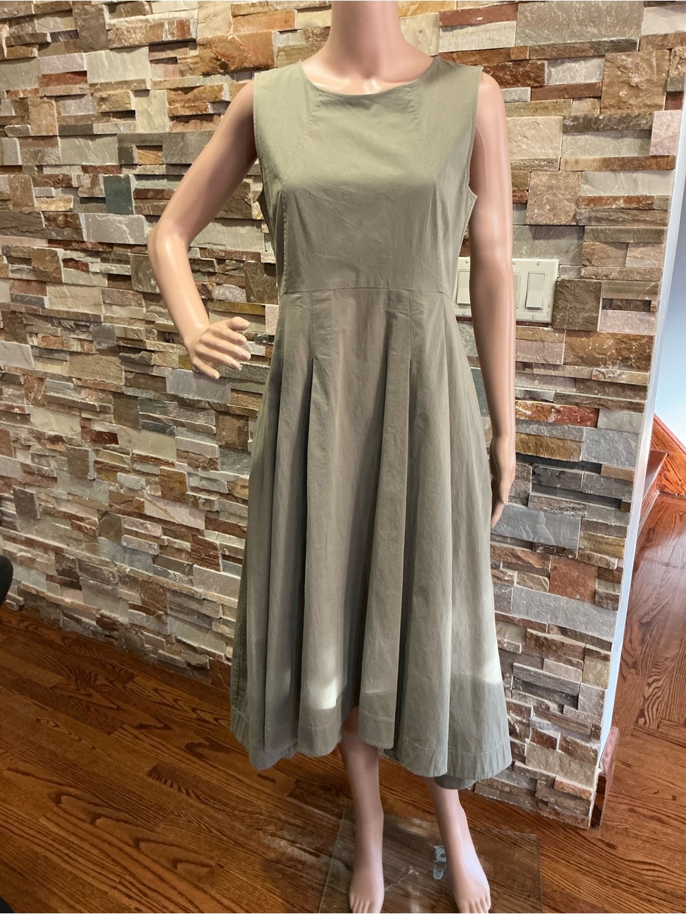 COS Sleeveless Midi Dress in Olive Green